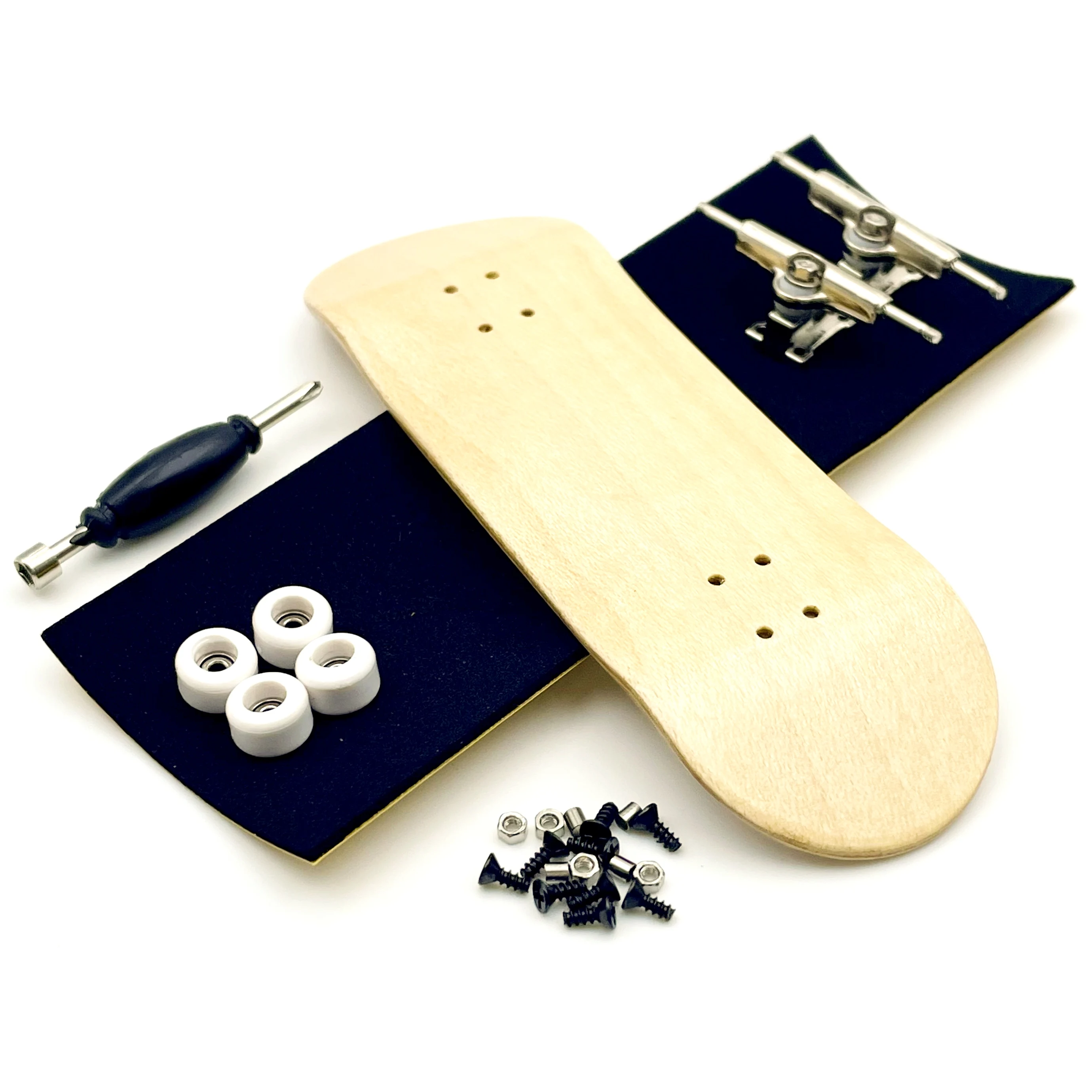 Color: black - 32mm Fingerboard Set with Maple Wooden Deck Metal Trucks Bearing Wheels