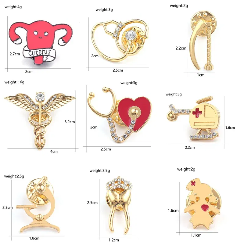 Metal color: Light Yellow Color, Ships From: CHINA - Medical Pins Icons Medical Helicopter Intestine Tissue Blood Capillary Biology Chemistry Brooches Nursing Accessories And Gifts