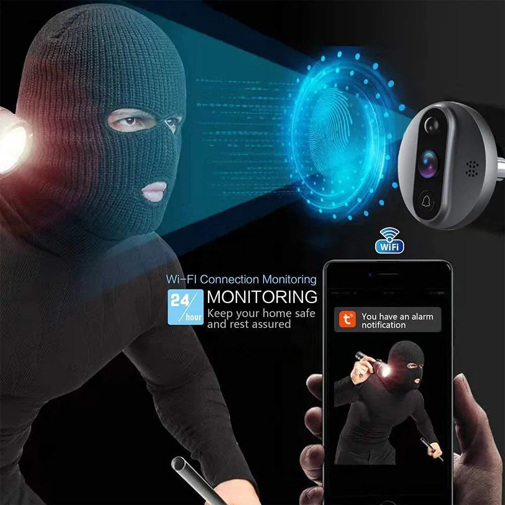 Color: green, Ships From: CHINA - New! 3MP Tuya Smart Life APP Home Battery WiFi Video Digital Door Peephole Viewer PIR IR Door Bell Magic Eye FHD Camera Alexa