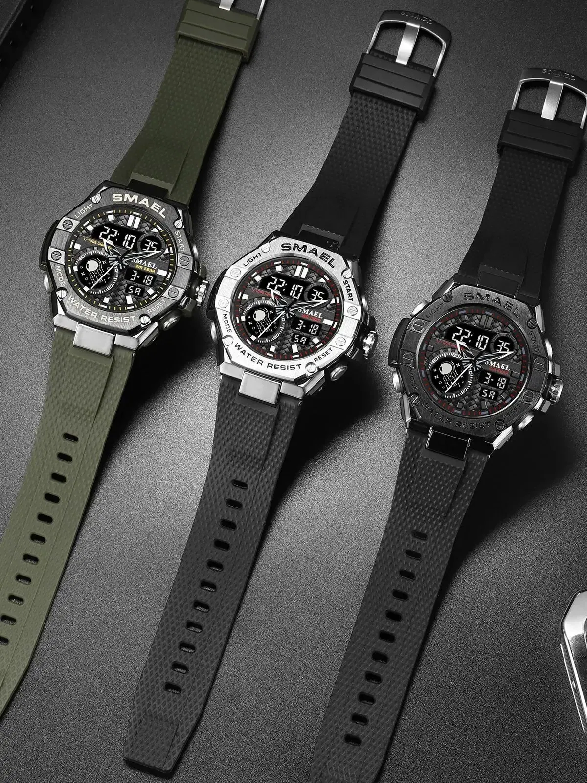 Color: Blue - Sports Watch Men Waterproof Watches SMAEL Fashion Brand Digital Quartz Clock Stopwatch 8068 Military Army Quartz Wristwatches