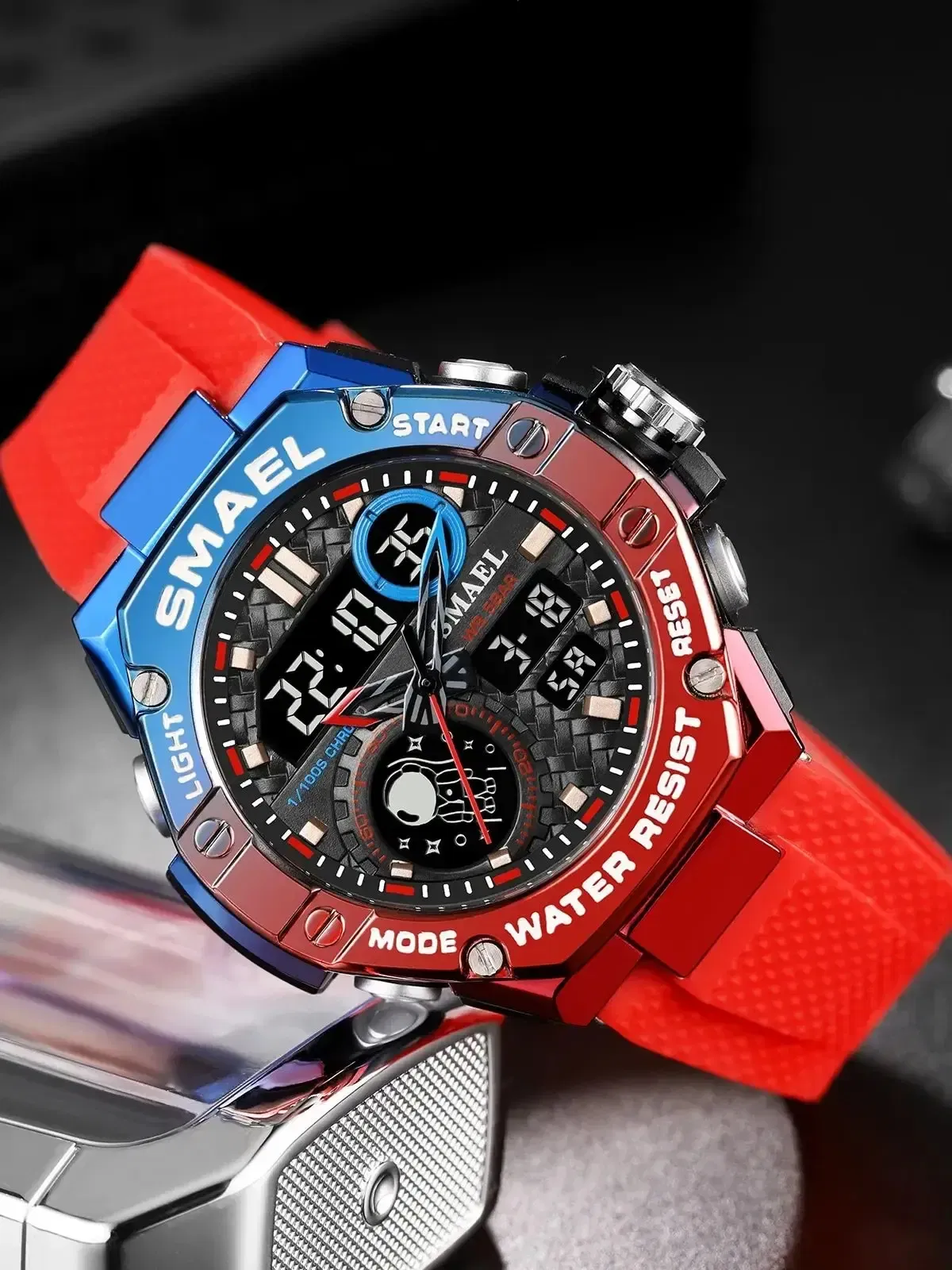 Color: Blue - Sports Watch Men Waterproof Watches SMAEL Fashion Brand Digital Quartz Clock Stopwatch 8068 Military Army Quartz Wristwatches