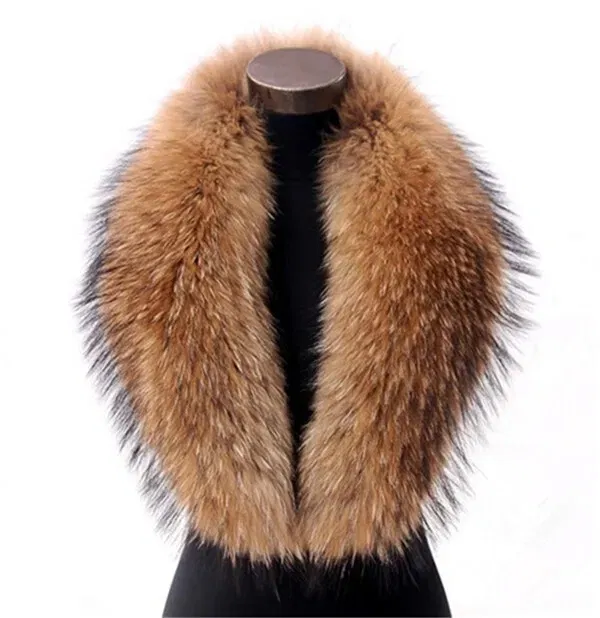 Color: Red, Size: XL - Real Raccoon Fur Scarves Woman 100% Pure Natural Raccoon Fur Collar Warm Winter Scarves Red Fox Fur Collar L#1