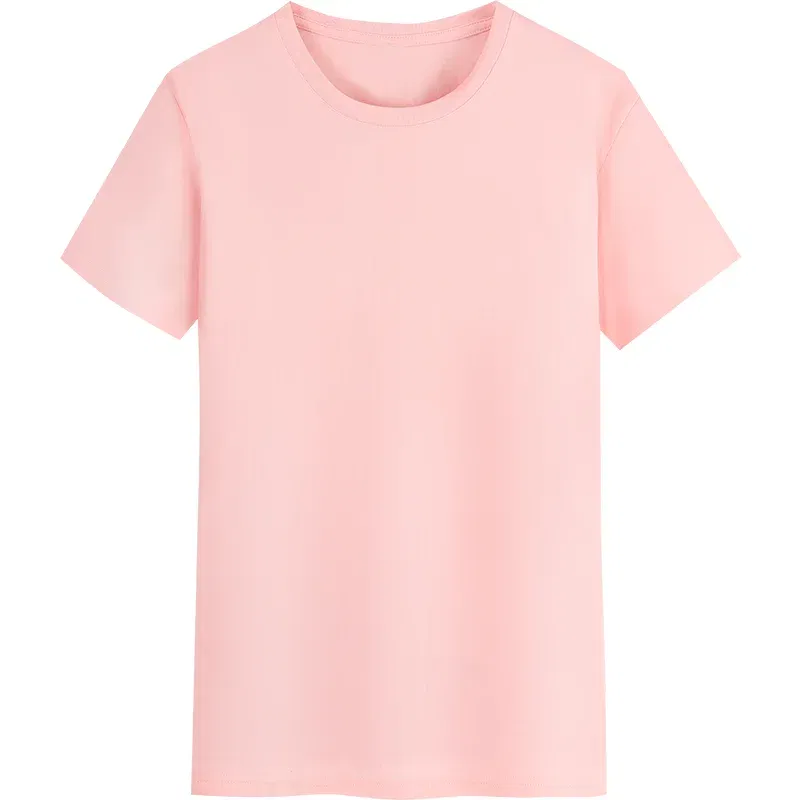 Color: Pink, Size: XXXL, Ships From: CHINA - YOTEE Round Neck T-shirt Cotton Logo Customized Embroidery Personal Group Fashion T-shirt Logo Customization