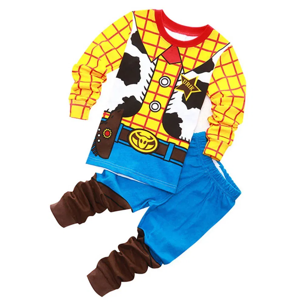 Color: Gold, Kid Size: 7 - MINISO Disney Boys Girls Pajamas Sets Kids Toddler 2 to 3 4 5 6 7 Years Cotton Long Sleeve Spring Fall Children Homewear Pijamas