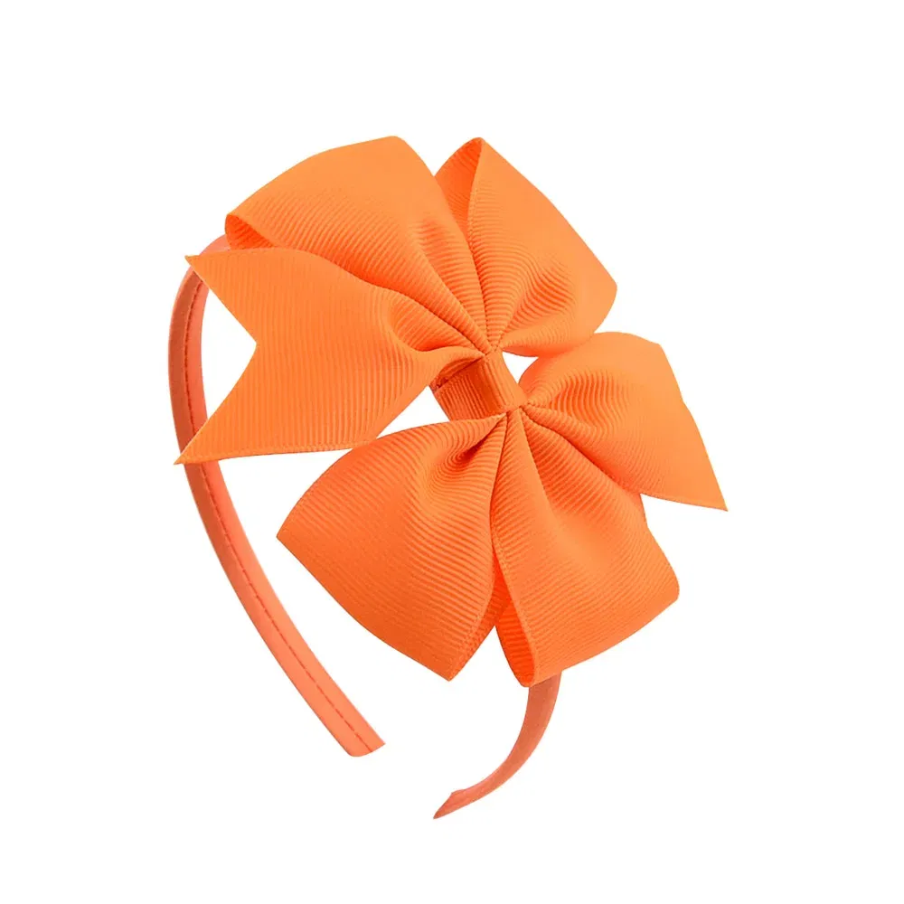 Color: Brown - 1 Piece Ribbon Handmade Hair Bows Hairbands for Baby Girls 20 Colors Cute Bowknot Solid Headband Headwear Baby Hair Accessories