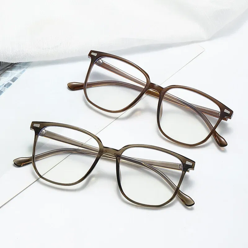 Color: MULTI, Frame Color: Brown, Ships From: CN - Transparent Computer Glasses Frame Women Men Anti Blue Light Square Eyewear Blocking Glasses Optical Spectacle Eyeglass