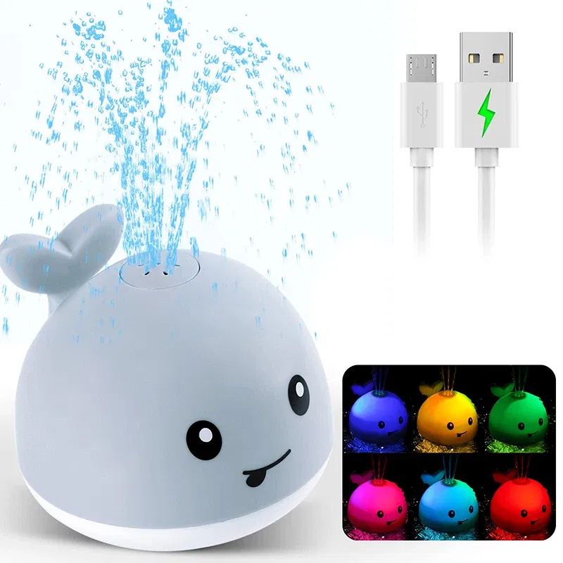 Color: Red - Upgraded Baby Rechargeable Bath Toy with Waterproof Light Up Whale Spray Water Bathtub for Toddlers Kids Pool Bathroom Toys
