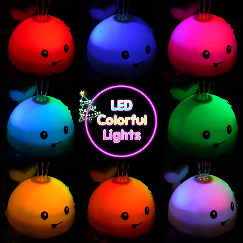 Color: Red - Upgraded Baby Rechargeable Bath Toy with Waterproof Light Up Whale Spray Water Bathtub for Toddlers Kids Pool Bathroom Toys