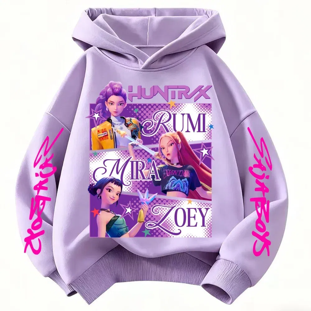 Color: Blue, Kid Size: 2T - KPop Demon Hunters Huntrix Hoodie Kids Clothes Princess Girls Clothing Fashion Boys Clothes Spring Autumn Sweatshirt Child Tops