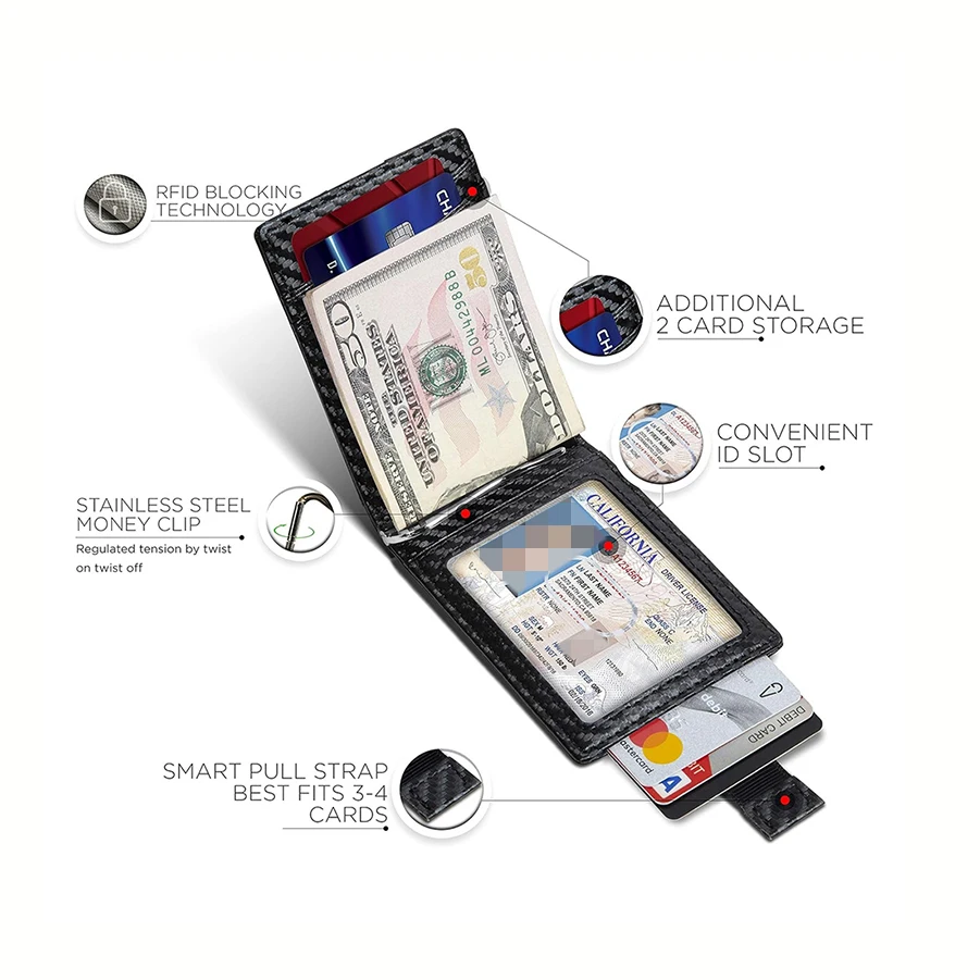 Men's Slim Wallet - RFID Blocking Front Pocket Bifold Credit Card Holder - Slim - Men's Wallet with Money Clip