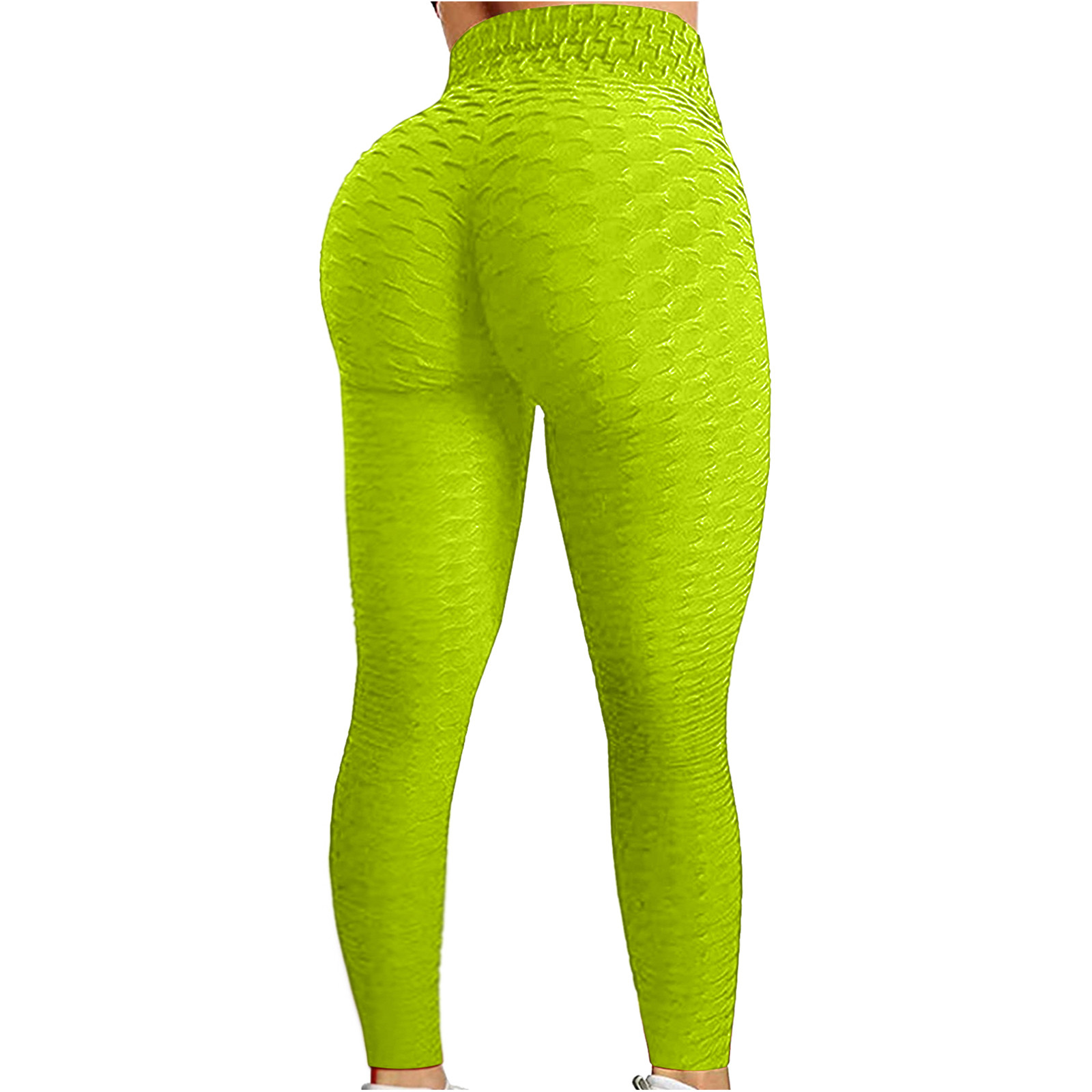 Color: Yellow, Size: L - Women's Bubble Hip Lifting ExerciseYoga Pants Women Fitness Running High Waist Gym Fitness Sports Flared Pant Dance Trouers