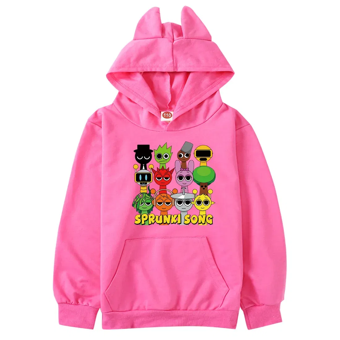 Color: army green, Kid Size: 2T - Sprunki Hoodie Kids Game Incredibox Clothes Baby Girls Cartoon Hooded Sweatshirt Teen Boys Spring Fall Sweater Children Clothing