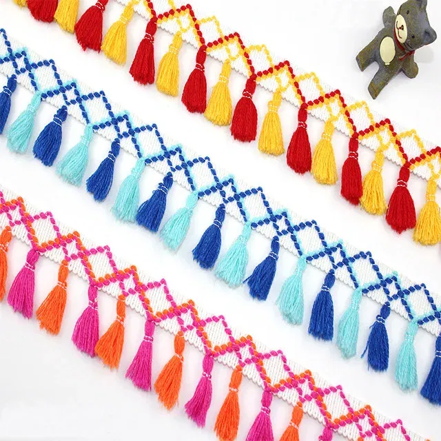 Color: Antique Zinc - 1Yard Lace Ribbon Sewing Trim Tassel Trim Lace Fabric Sewing Fringe Sewing Lace Kintted Fabric Handmade DIY Craft Accessories