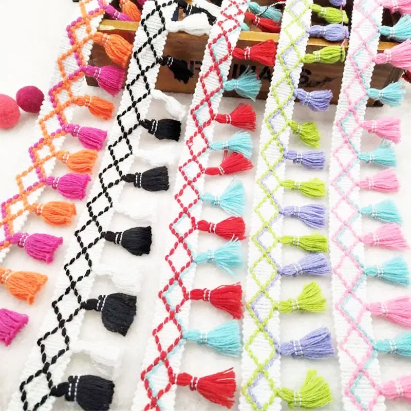 Color: Antique Zinc - 1Yard Lace Ribbon Sewing Trim Tassel Trim Lace Fabric Sewing Fringe Sewing Lace Kintted Fabric Handmade DIY Craft Accessories