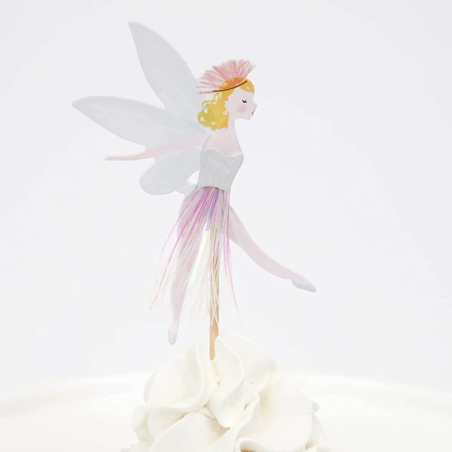 Color: light green - 12/24pcs Fairy Cake Topper Girl Birthday Party Cupcake Topper Fairy Theme Party Decoration Wing Angel Fairy Cake Topper
