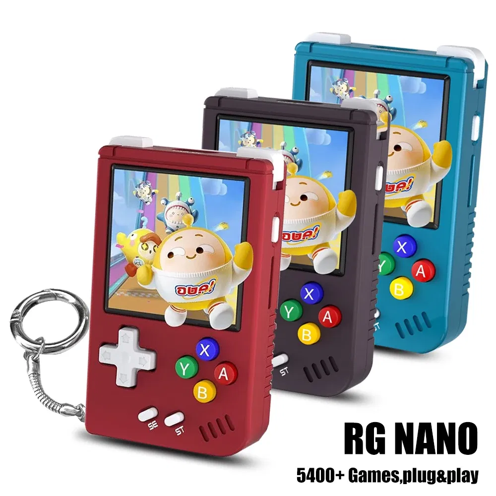 Color: Silver - ANBERNIC RG Nano Retro Handheld Game Console RGNano Portable Mini Aluminum Alloy 1.54” IPS Screen 64G 5400 Games Hi-fi Speaker