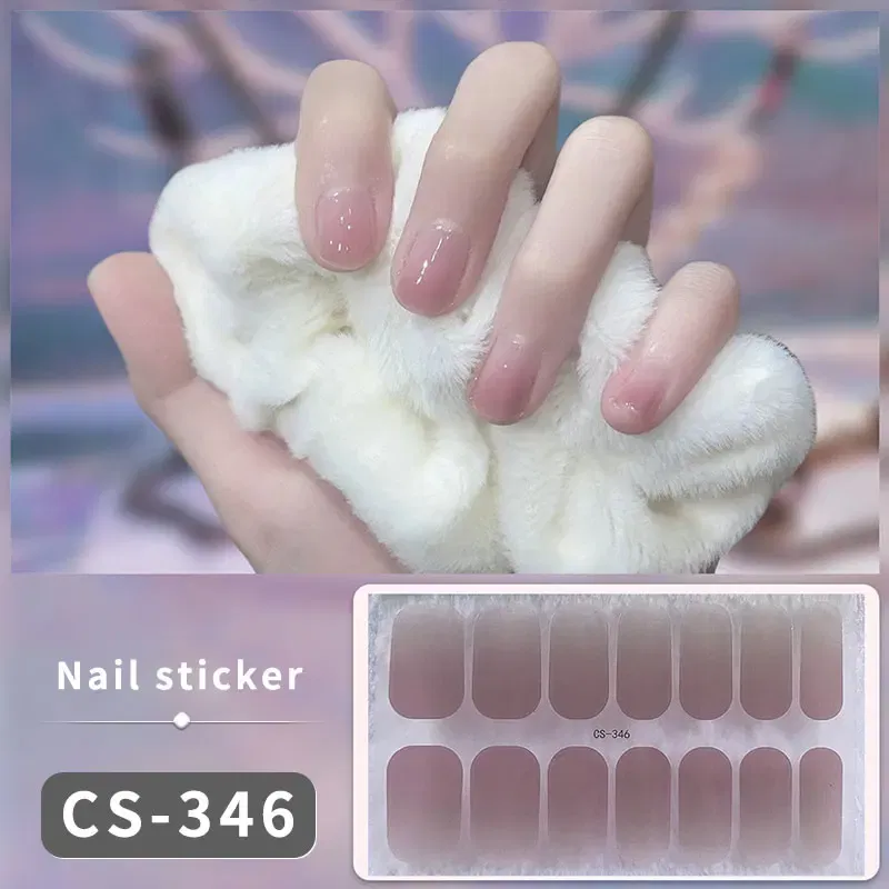 Color: Khaki - DIY Gel Nail Stickers Cured-free Long-Lasting Solid Color Nail Strips Patch Slider Sticker Full Cover Decal Nail Manicure Patch