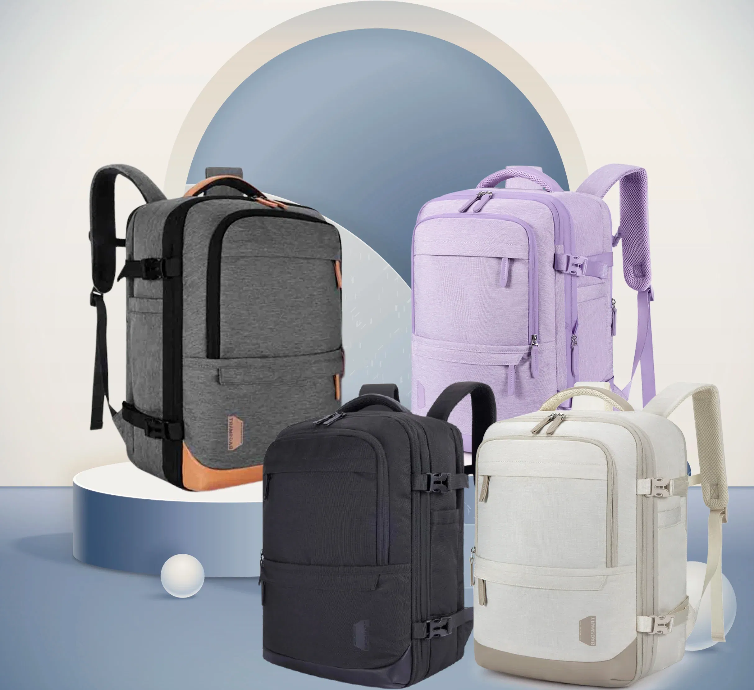 Color: black, Size: 12 inches, Ships From: CHINA - BAGSMART 4PCS Travel Backpack Cabin Carry On Backpack with Packing Cubes 40L Expandable Waterproof Backpacks for Women