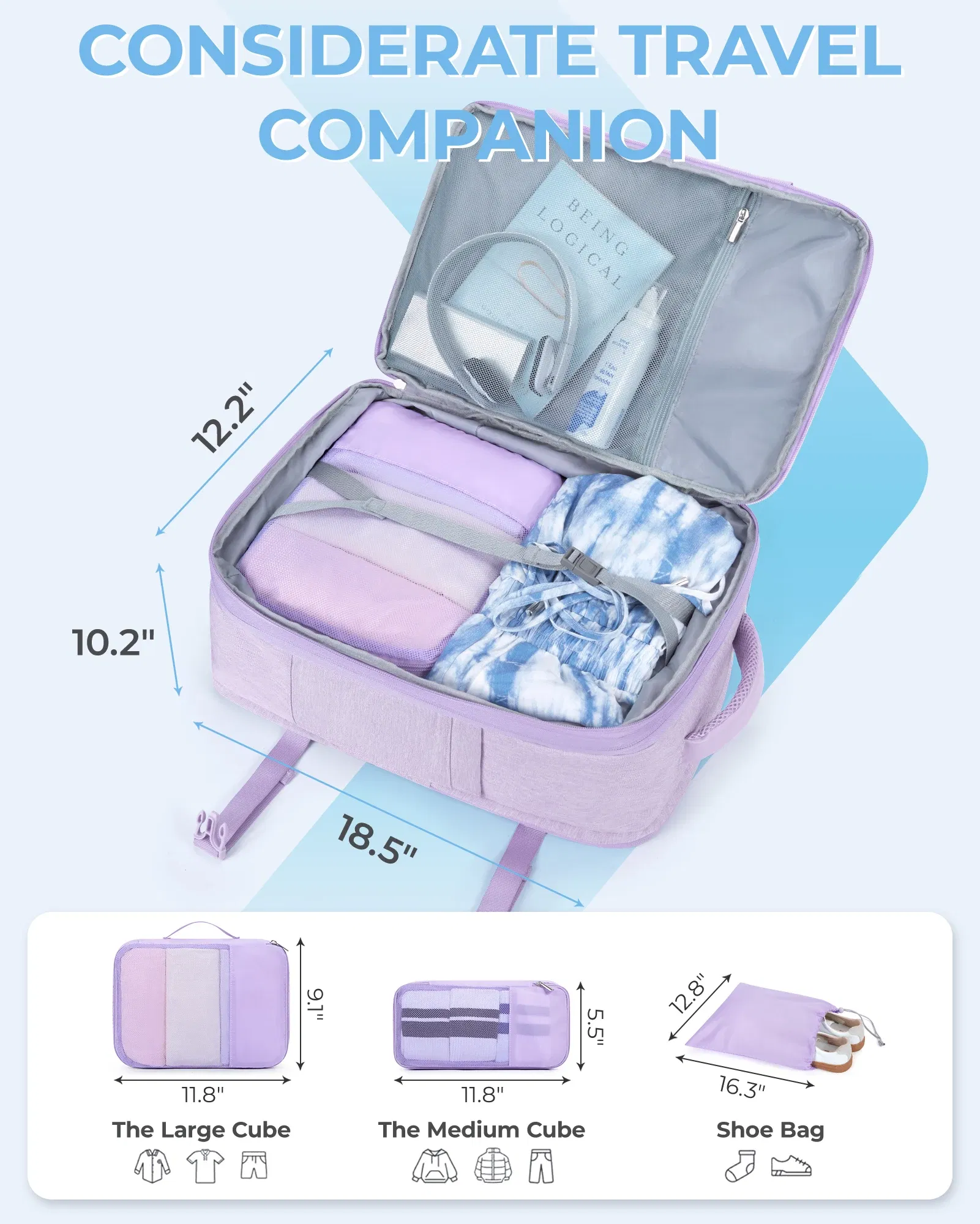 Color: black, Size: 12 inches, Ships From: CHINA - BAGSMART 4PCS Travel Backpack Cabin Carry On Backpack with Packing Cubes 40L Expandable Waterproof Backpacks for Women