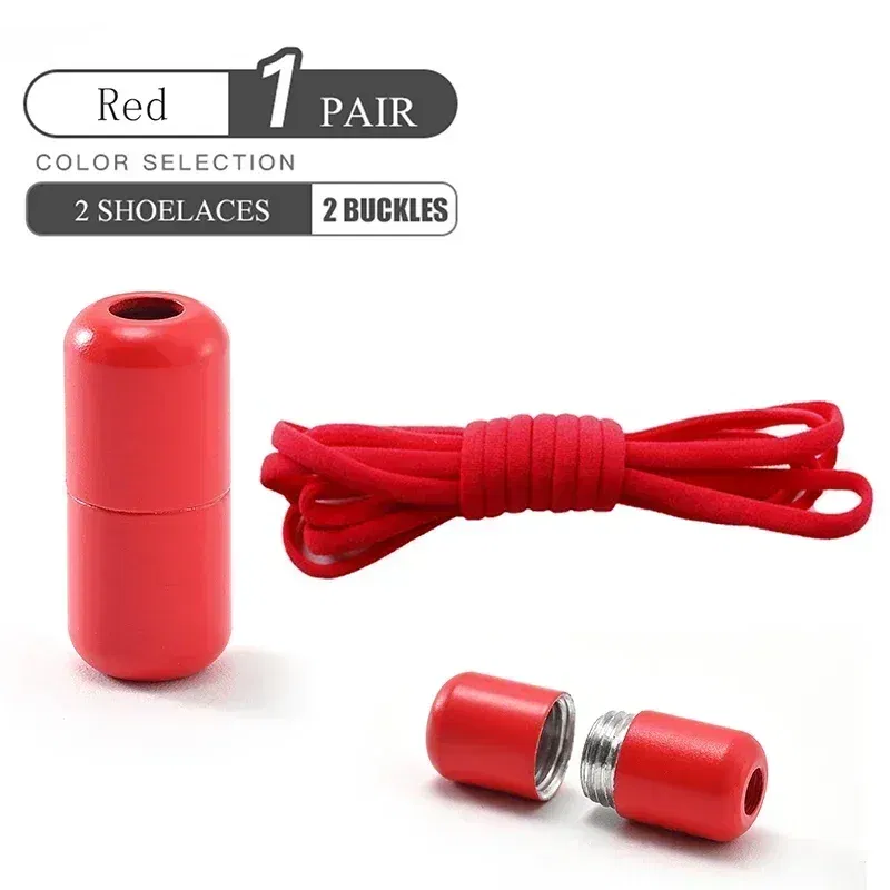 Color: Red, Length: 100cm - Elastic No Tie Shoelaces Semicircle Shoe Laces for Kids and Adult Sneakers Shoelace Quick Lazy Metal Lock Laces Shoes Strings