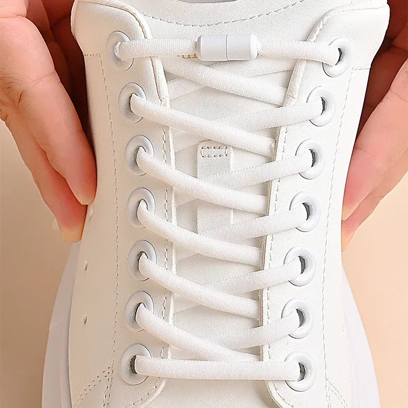 Color: Red, Length: 100cm - Elastic No Tie Shoelaces Semicircle Shoe Laces for Kids and Adult Sneakers Shoelace Quick Lazy Metal Lock Laces Shoes Strings