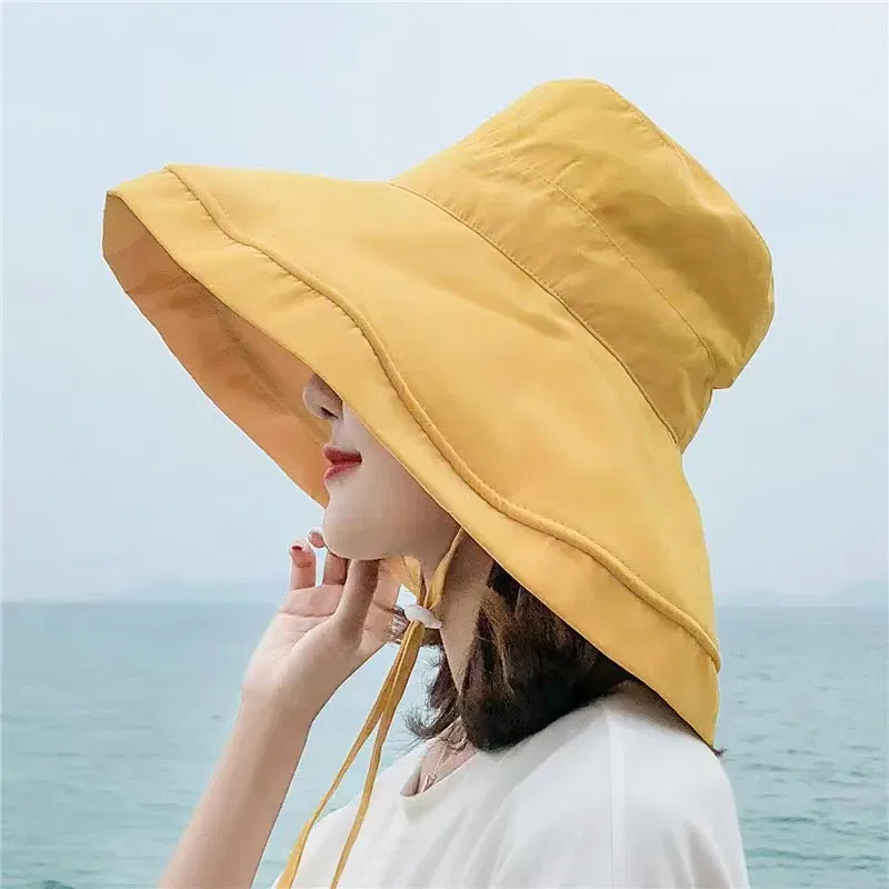 Color: Red, Size: One Size - 2023 Women's Hat Bucket hat Panamanian Women Four Seasons Fisherman Hat Big Brim Hat Double-Sided Fisherman Hat Sun Visor Cap
