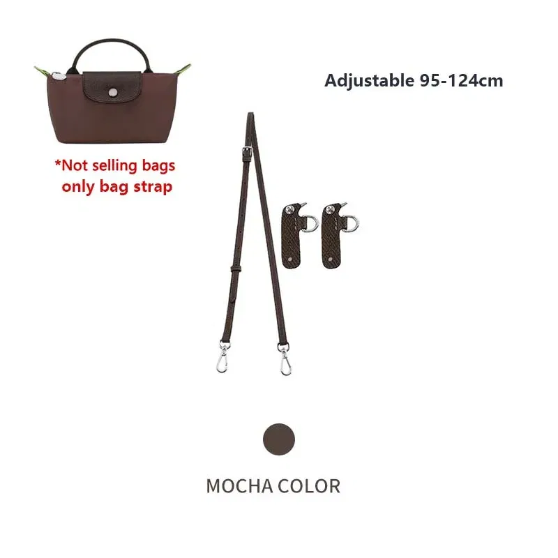 Color: Red Wine, Size: 3/8" - Cow Leather Replacement Crossbody Bag Strap Fit for Longchamp 2025 Mocha Moka mini shoulder strap without punching modification