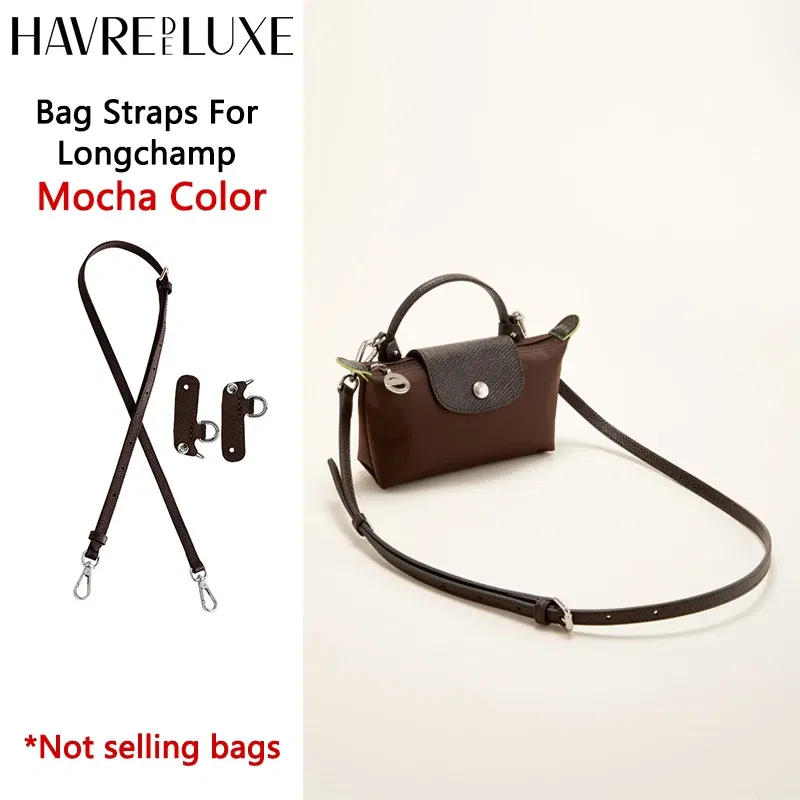 Color: Red Wine, Size: 3/8" - Cow Leather Replacement Crossbody Bag Strap Fit for Longchamp 2025 Mocha Moka mini shoulder strap without punching modification