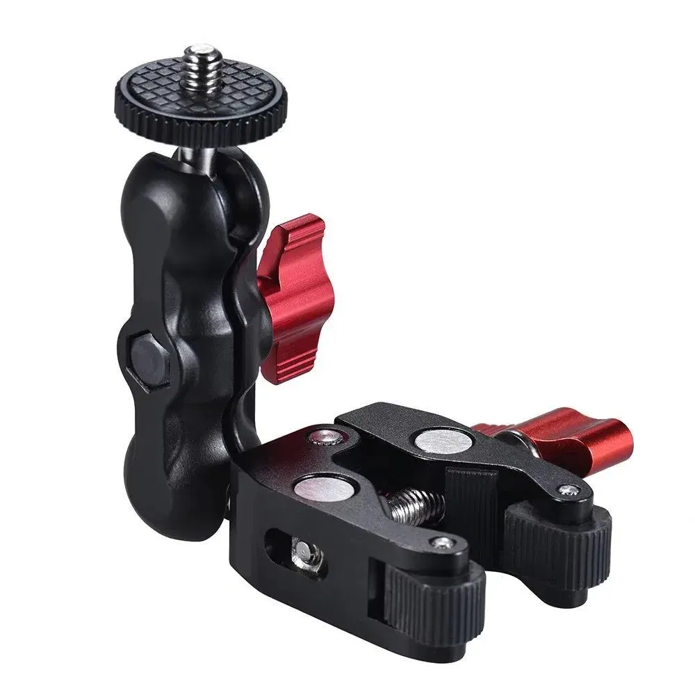 Color: MULTI - Super Clamp Camera Clamp Mount Monitor 360?° Ballhead Magic Arm Double Ball Head Adapter with 1/4"-20 & 3/8"-16 For video
