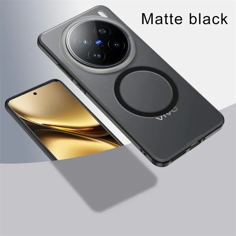 Color: black, Material: ABS - Magnetic Case For Vivo X200 Pro Case MagSafe Transparent Phone Cover For Vivo X200Pro Mini 5G Protect Shell Shockproof Bumper