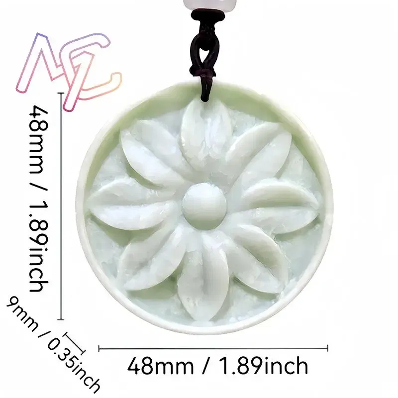 Natural Real Jade Flower Pendant Necklace Designer Charm Gifts for Women Men Carved Jewelry Gift Stone Luxury Fashion Chinese