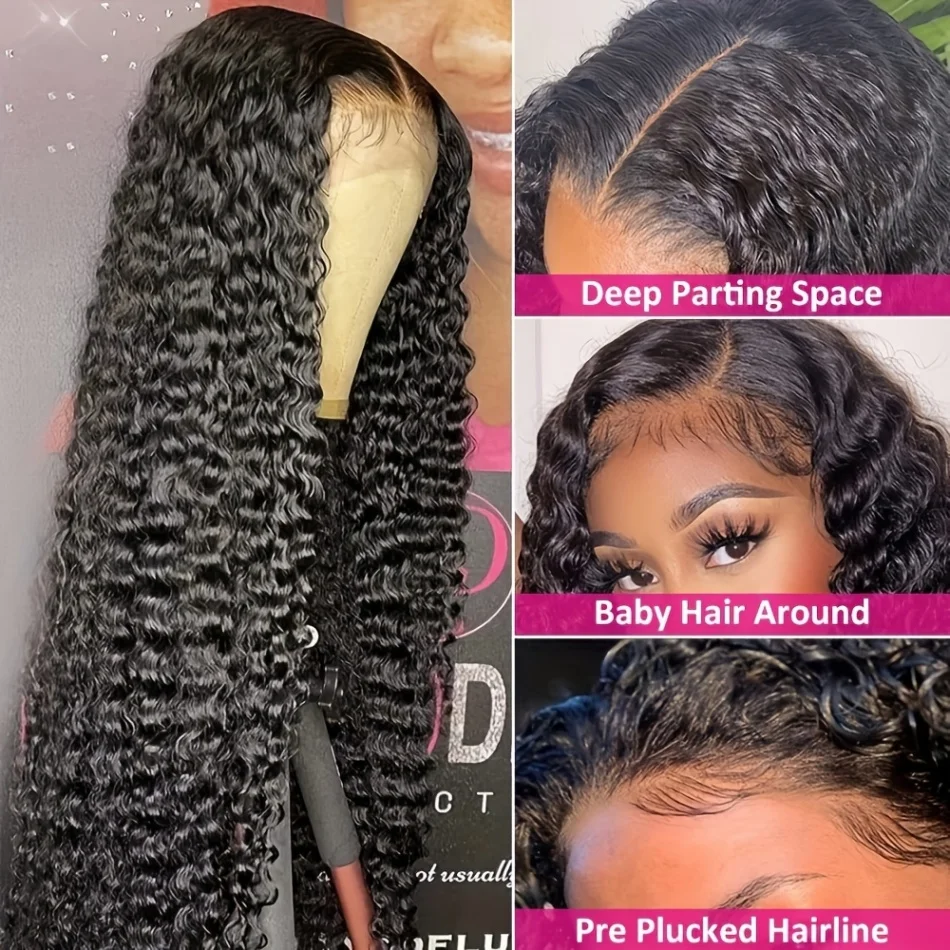 Stretched Length: 34inches, Hair Color: #12, Density: 200%, Ships From: CHINA - Glueless Wig Human Hair Ready To Wear Water Wave Lace Front Wig 4x4 5x5 Lace Closure Black Wig Curly HD Lace Frontal Human Hair