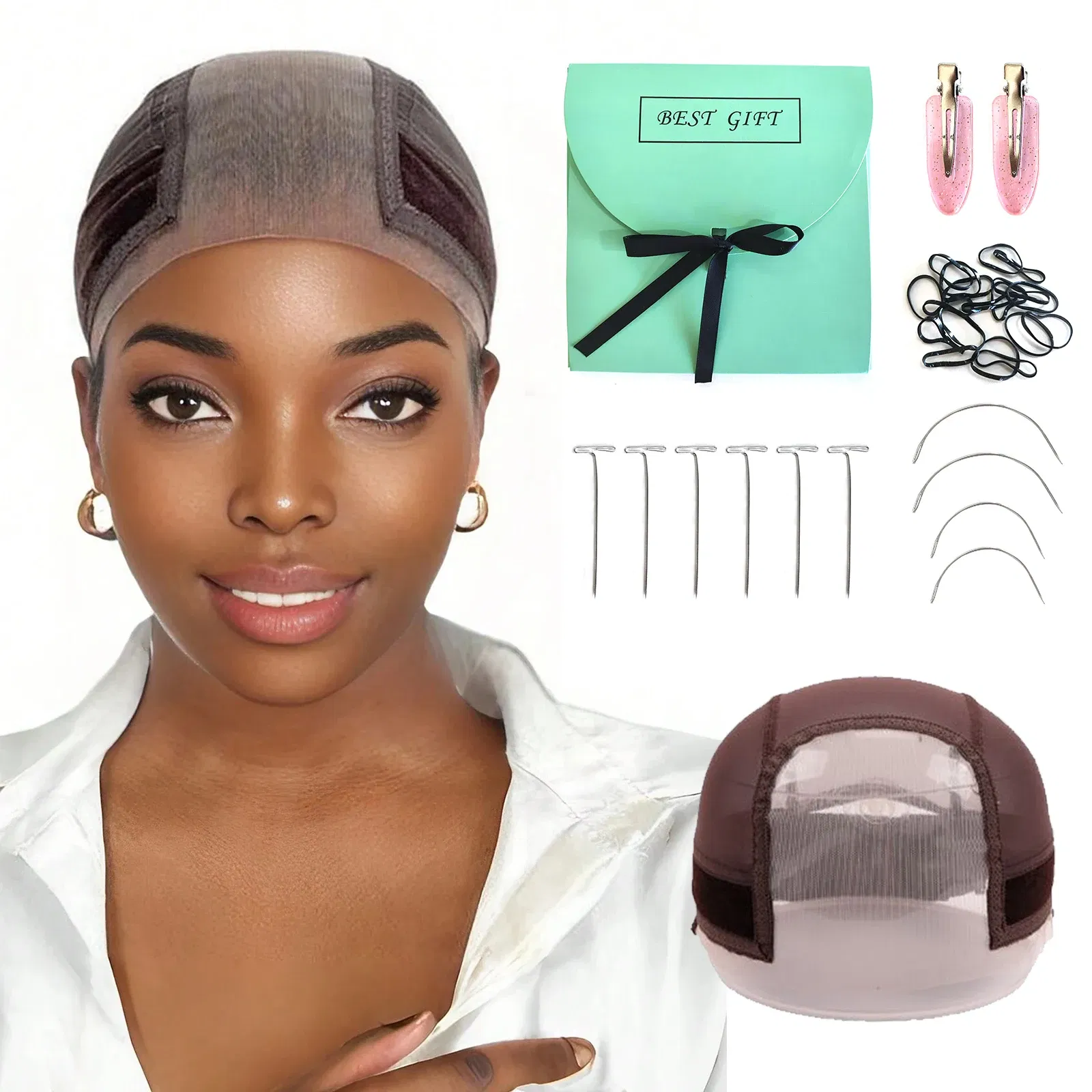 Color: Dark Brown - Wig Cap with Grip Band for Keeping Wigs in Place, More Full Cap-wide Transparent Lace for Lace Front Wigs