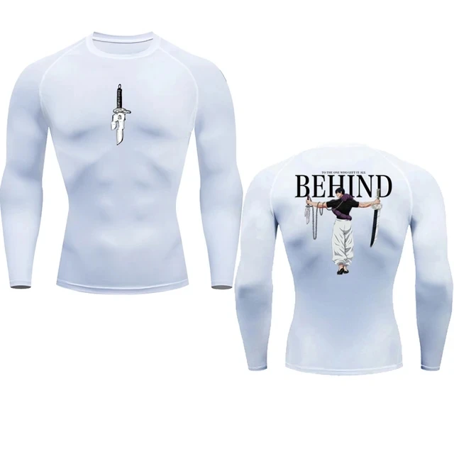 Color: GRAY, Size: XXXL - Anime Compression Shirt Men Print Breathable Football Fitness Tight Sportswear Althletic Quick Dry Rash Guard Gym Riding Tops