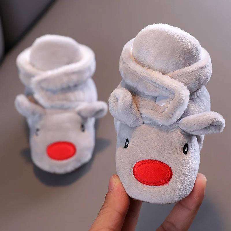 Color: Pink, Baby Age: 13-18 Months - Winter New Cute Cartoon Baby Booties Boy Girl Boots Cotton Soft-Sole Non-Slip Warm Toddler First Walkers Infant Crib Shoes