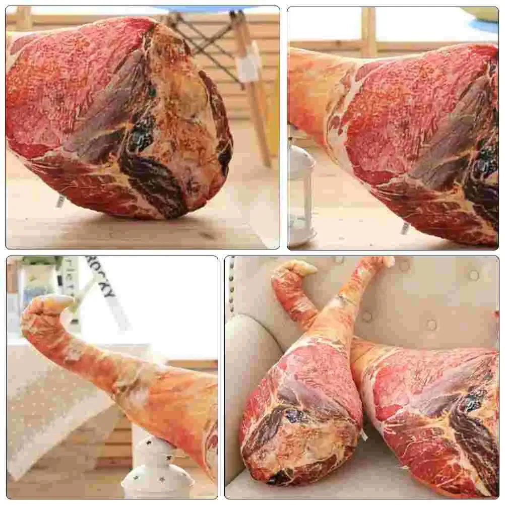 Creative Ham Pillow Artificial Bacon Food Bolster Plush Simulated Super Soft Fleece Funny Cushion Baby Girl Couch