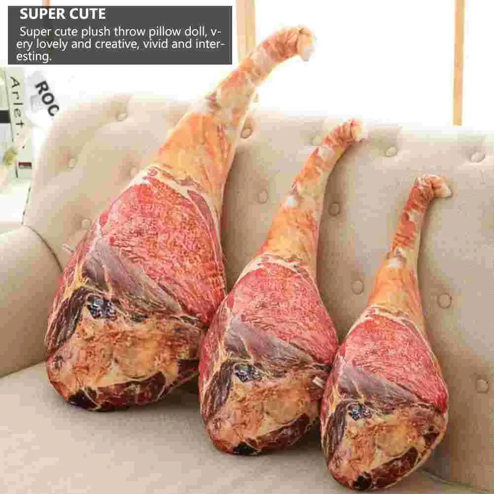 Creative Ham Pillow Artificial Bacon Food Bolster Plush Simulated Super Soft Fleece Funny Cushion Baby Girl Couch