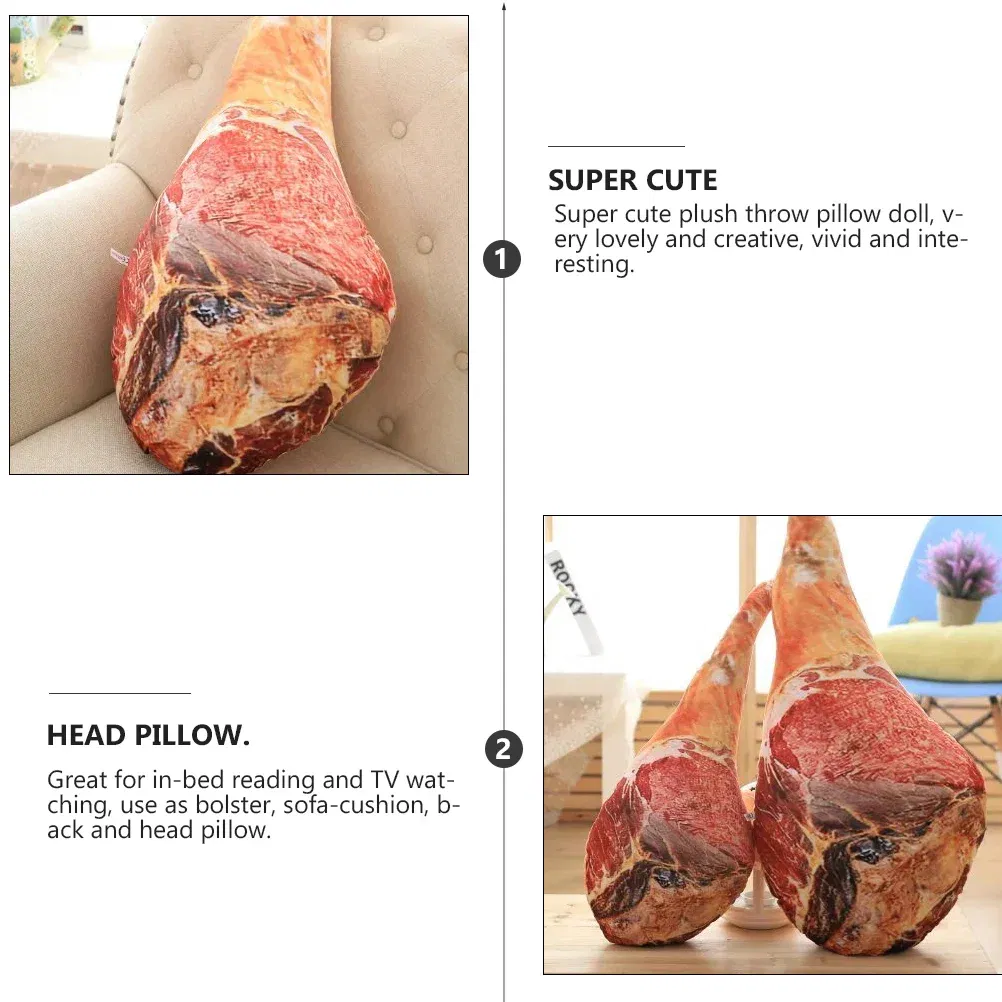 Creative Ham Pillow Artificial Bacon Food Bolster Plush Simulated Super Soft Fleece Funny Cushion Baby Girl Couch