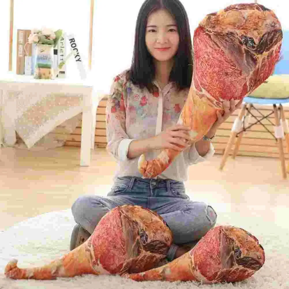 Creative Ham Pillow Artificial Bacon Food Bolster Plush Simulated Super Soft Fleece Funny Cushion Baby Girl Couch