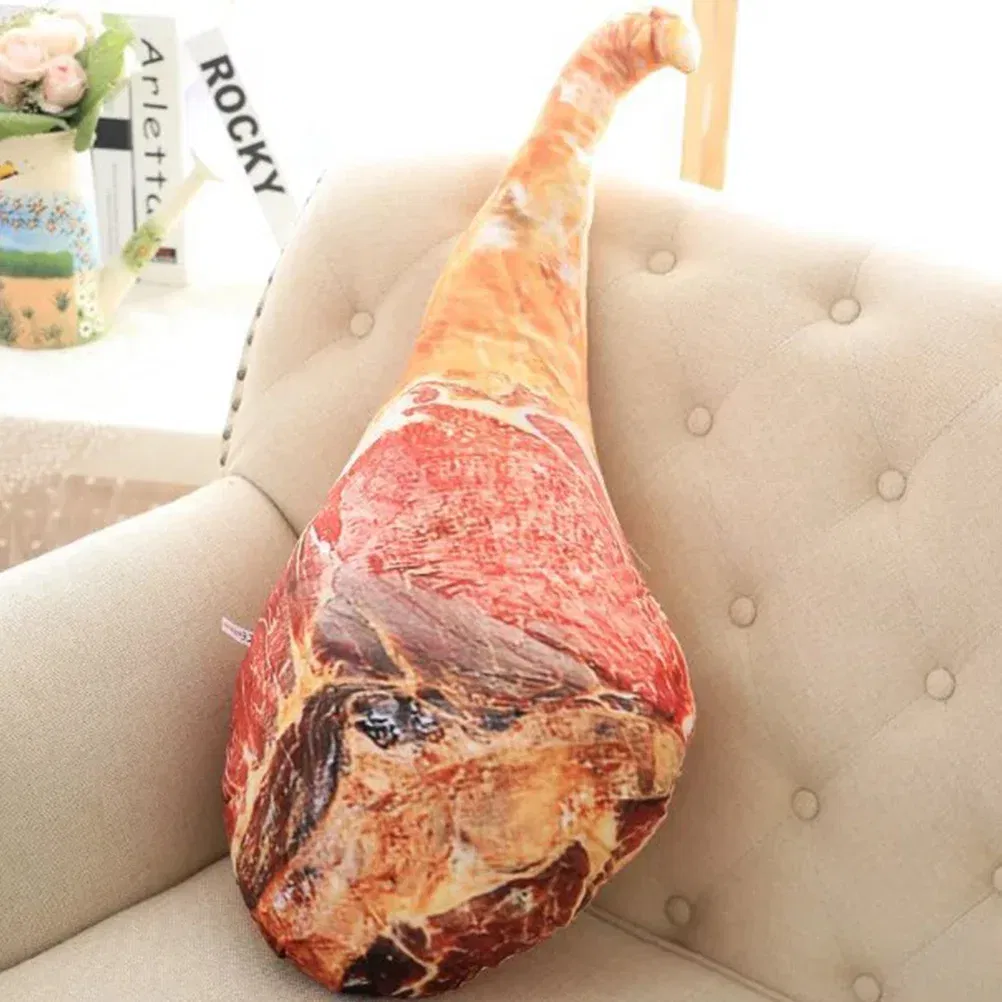 Creative Ham Pillow Artificial Bacon Food Bolster Plush Simulated Super Soft Fleece Funny Cushion Baby Girl Couch