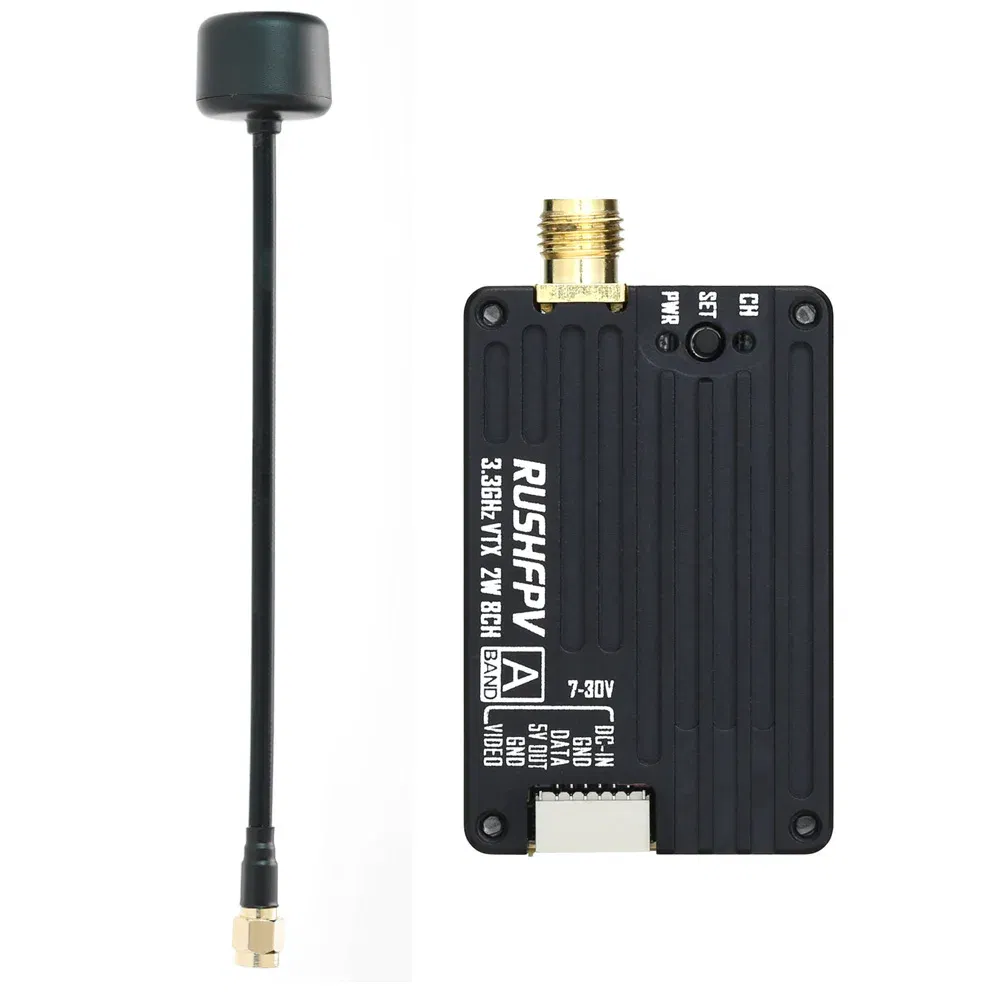 Color: WHITE - RushFPV 3.3G 2W VTX 8CH 2000MW Audio Video FPV Transmitter Receiver Module 7-30V for RC Remote Multi-Rotor DIY Parts
