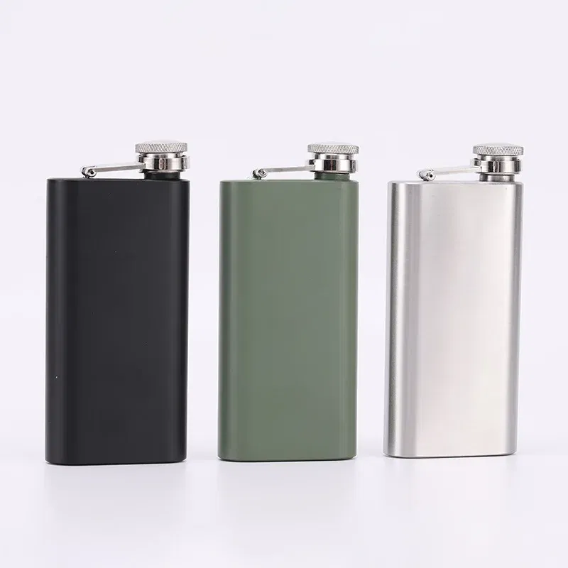 Color: green, Ships From: CHINA - 5oz Portable 304 food grade Square Flagon Whiskey Vodka Wine Pot Hip Flask Set Alcohol Drinking pocket Bottle outdoor camping