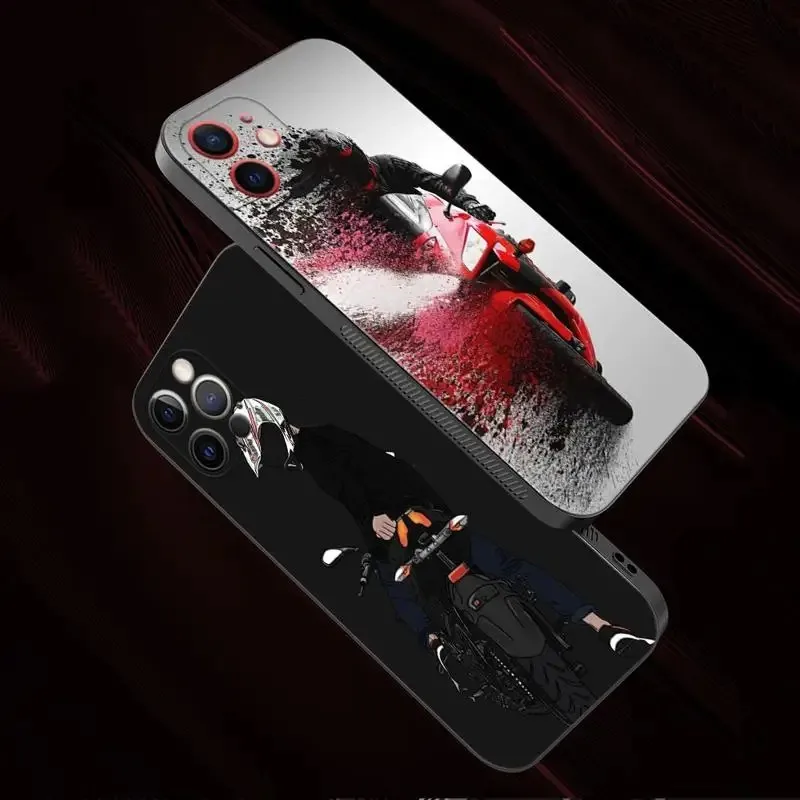 Color: Beige, Material: TPU - Moto Cross Motorcycle Sports Phone Case For iPhone 16 15 14 13 12 11 Pro Max XS X XR Plus Mini Luxury Black Soft Cover Funda