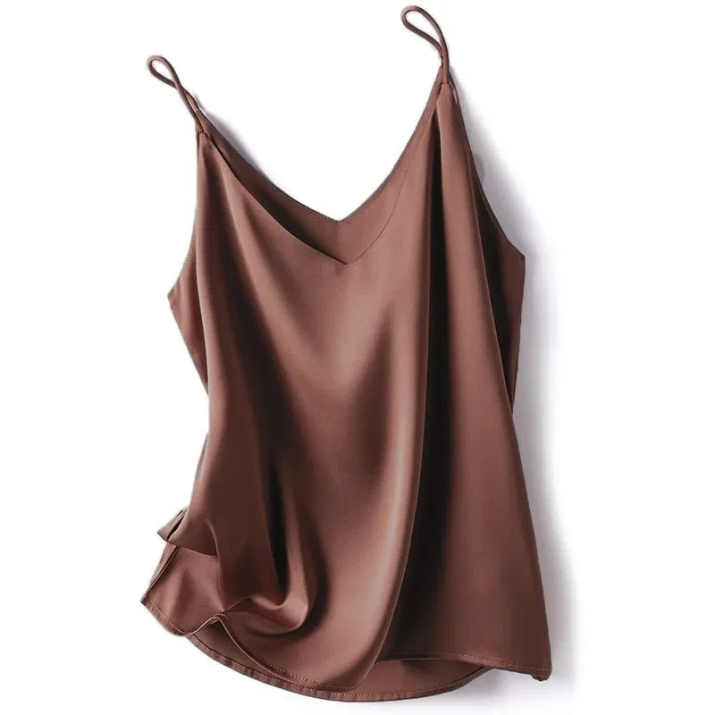Color: WHITE, Size: M - 2024 Summer Camisole Slim Vest Sexy Women Sleeveless V-Neck Gray Tee Tank Tops Female Solid Black/White Korean Crop Tops Y2k