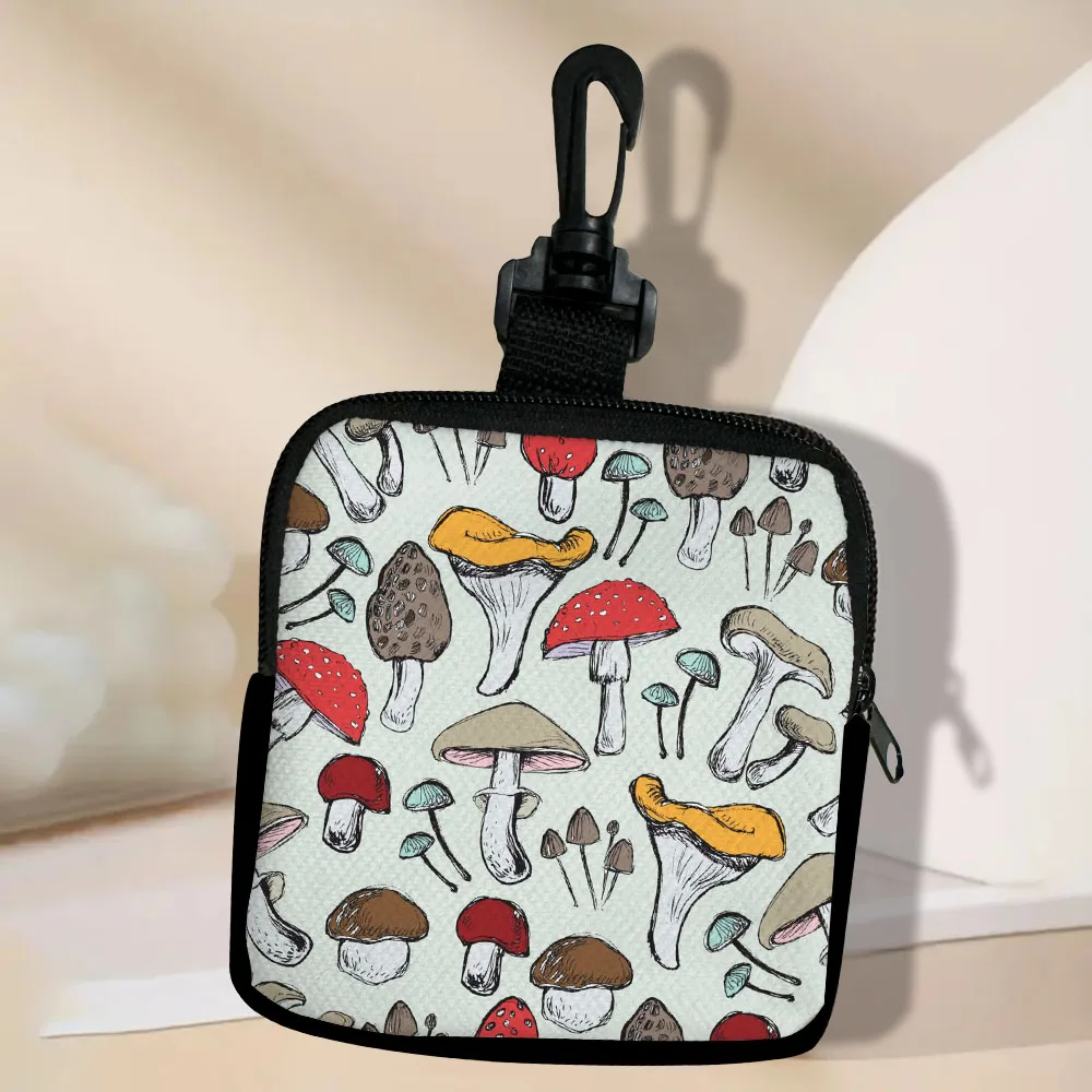 Color: Lavender - Mushroom-Seamless-Pattern Portable Women Coin Bag Money Purse Id Card Holder Wallet Case Zipper Key Storage Pouch Key Bag 5.23