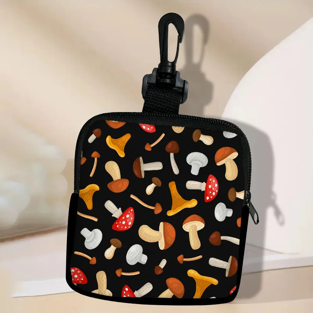 Color: Lavender - Mushroom-Seamless-Pattern Portable Women Coin Bag Money Purse Id Card Holder Wallet Case Zipper Key Storage Pouch Key Bag 5.23