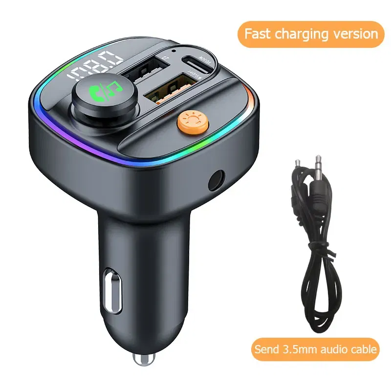 Color Name: GRAY, Ships From: CHINA - Bluetooth 5.3 FM Transmitter Handsfree Car AUX Radio Modulator MP3 Player with 22.5W & PD30W Fast Charge Adapter Car Accessories