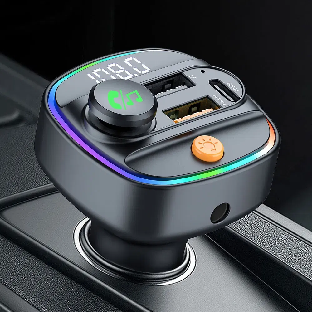 Color Name: GRAY, Ships From: CHINA - Bluetooth 5.3 FM Transmitter Handsfree Car AUX Radio Modulator MP3 Player with 22.5W & PD30W Fast Charge Adapter Car Accessories