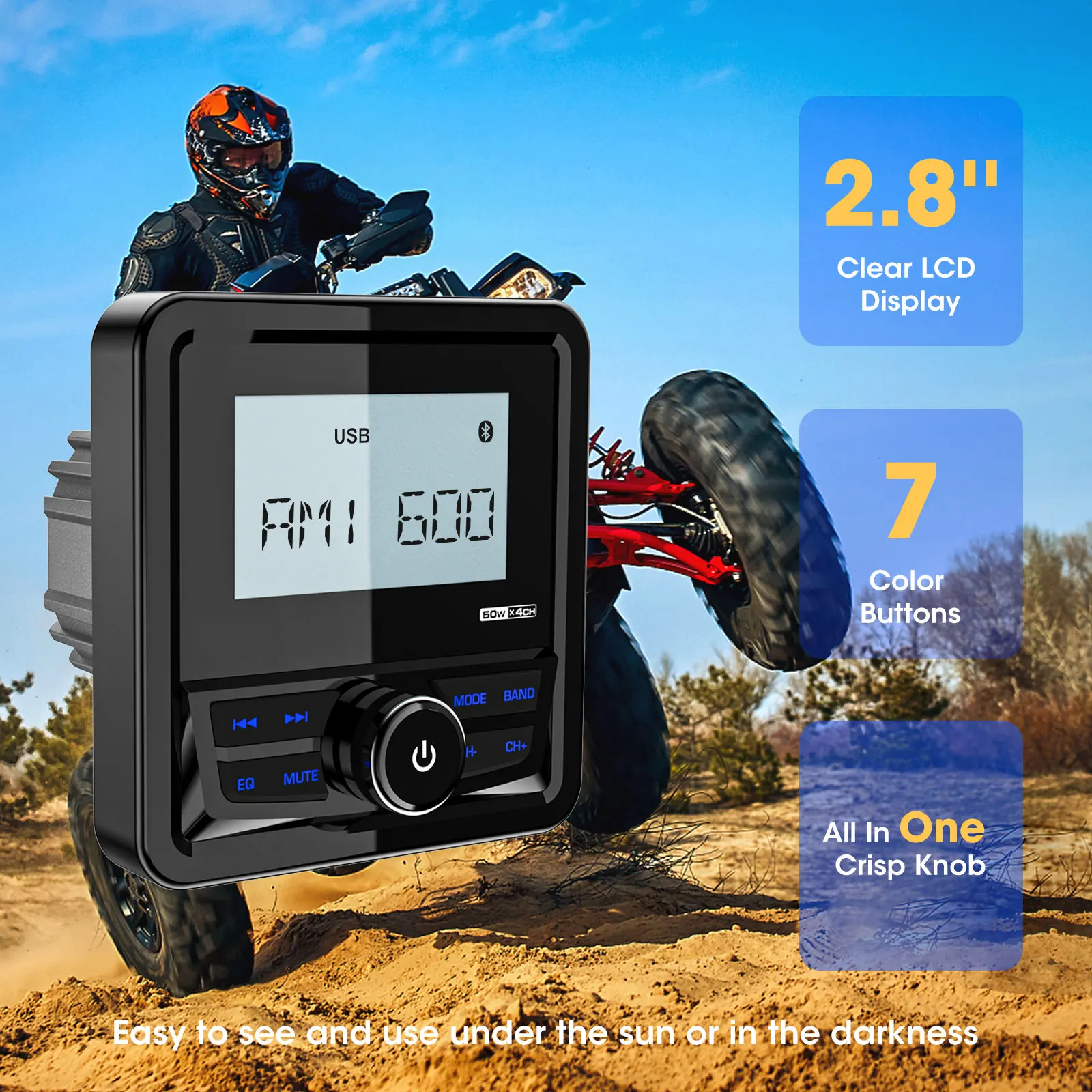Ships From: CHINA - GRANDnavi Marine Radio Boat Stereo Bluetooth FM AM Digital Media Audio Player Waterproof For Yacht ATV UTV Golf Cart Motorcycle