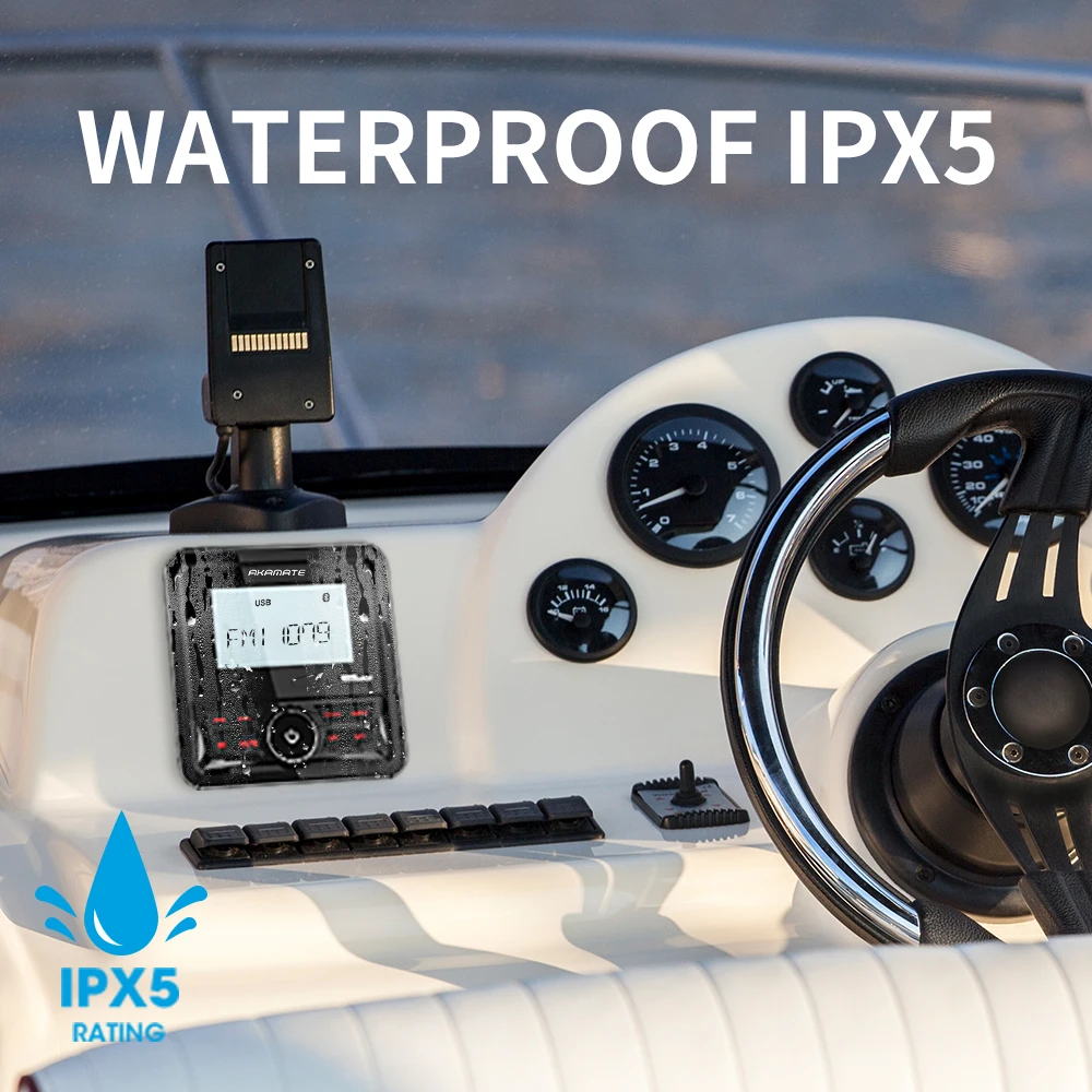 Ships From: CHINA - GRANDnavi Marine Radio Boat Stereo Bluetooth FM AM Digital Media Audio Player Waterproof For Yacht ATV UTV Golf Cart Motorcycle